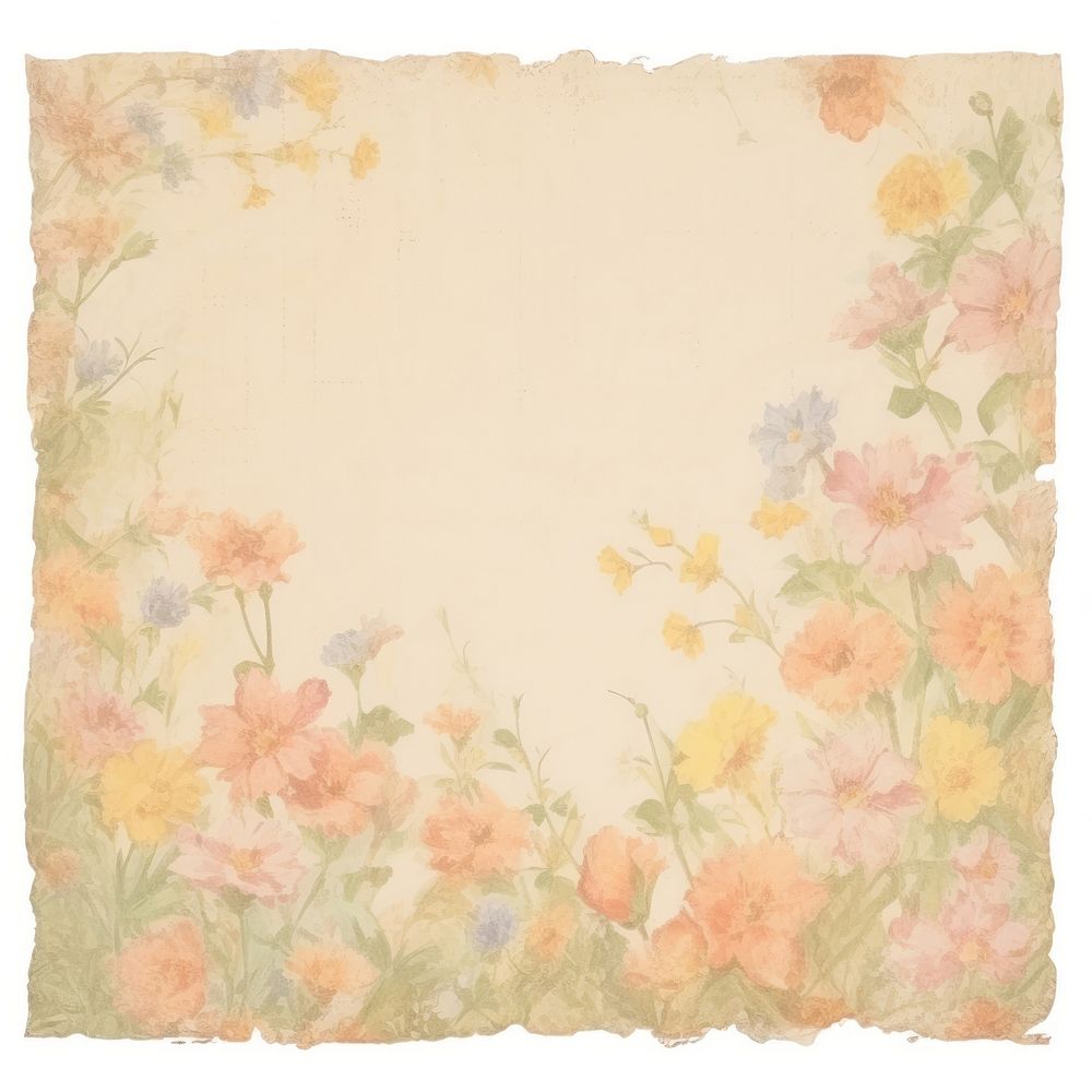 Garden floral pastel ripped paper backgrounds painting pattern.