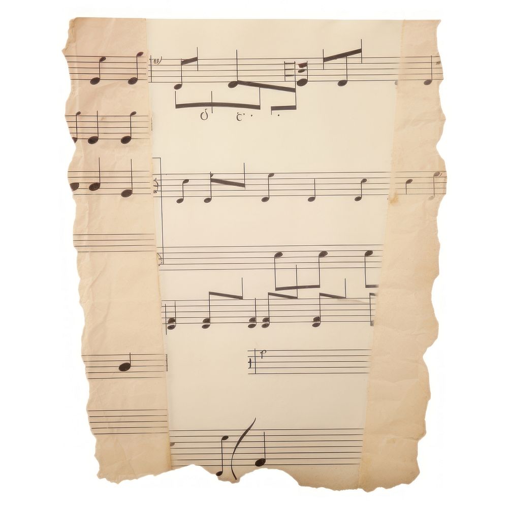 Music note alphabet ripped paper backgrounds white background handwriting.