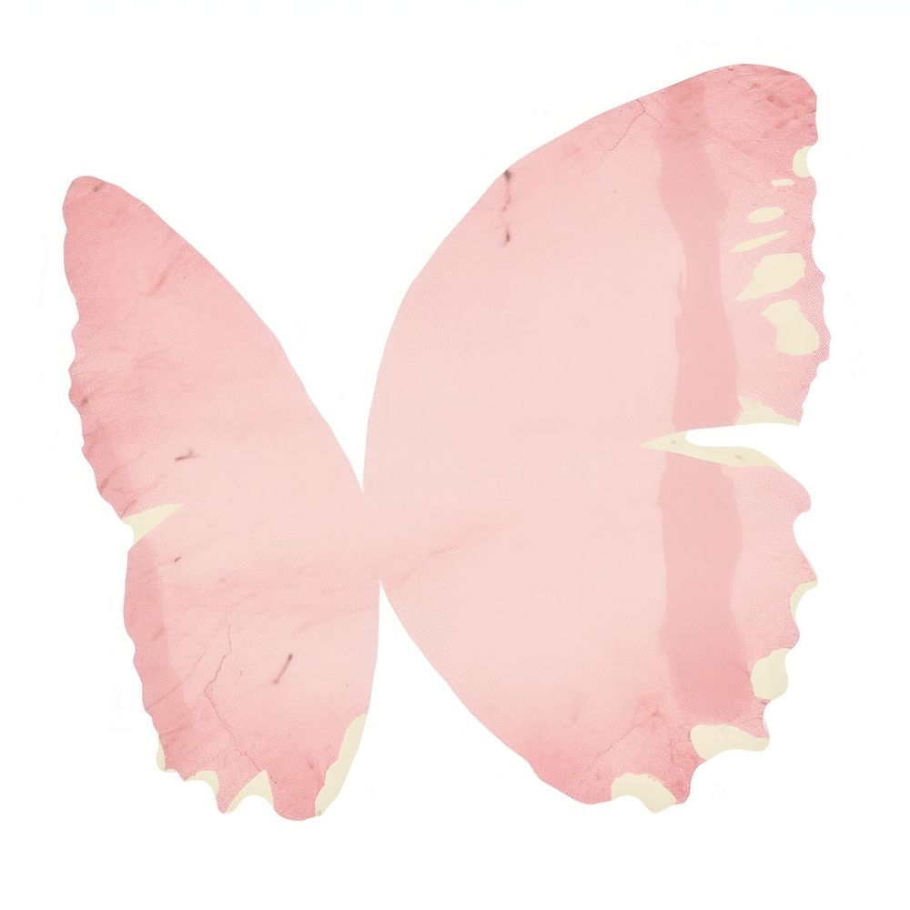 Pink butterfly shape ripped paper petal white background weaponry.