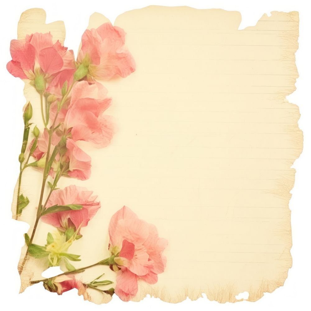 Pink flowers on ripped paper pattern petal plant.