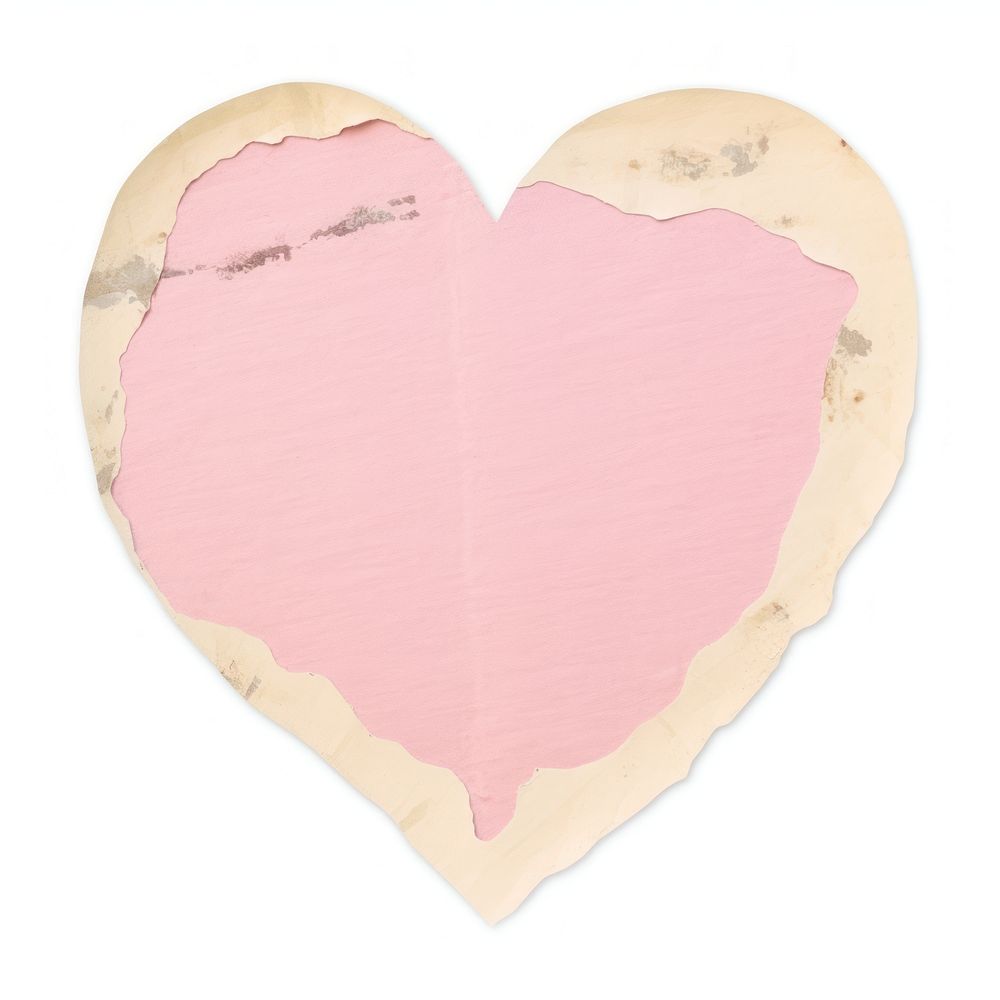 Pink heart shape ripped paper white background creativity rectangle.