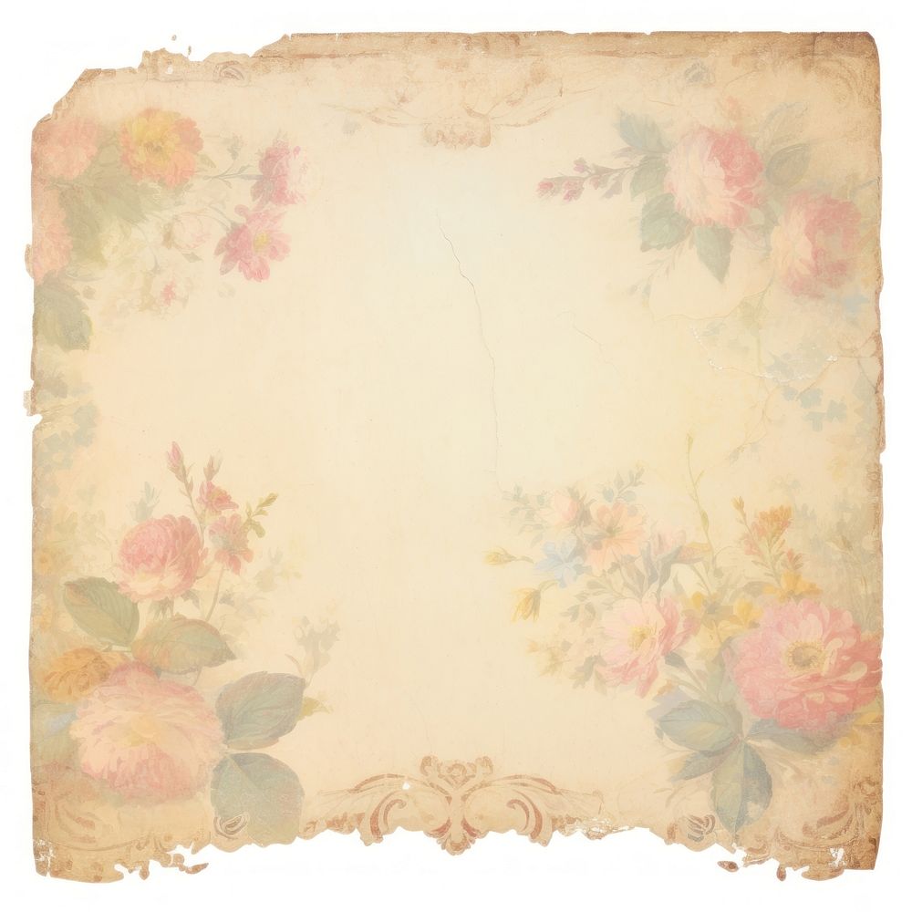 Vintage floral pastel ripped paper backgrounds painting pattern.