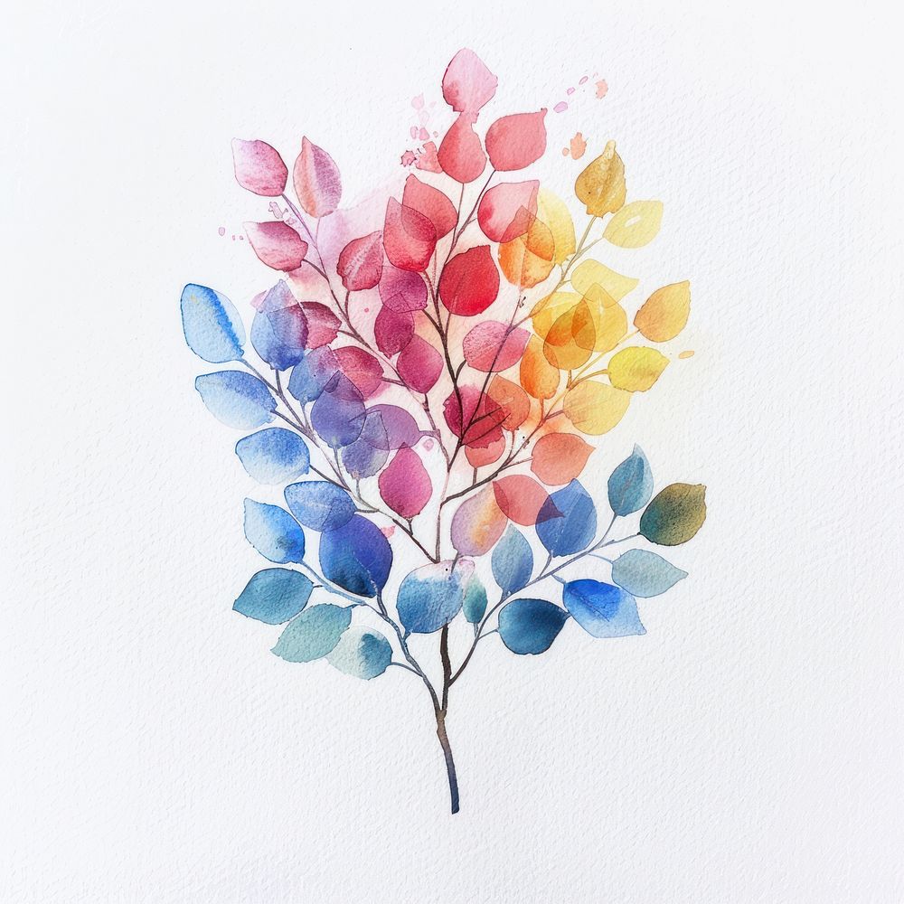 Dot beautiful watercolor image onto the paper painting pattern plant.