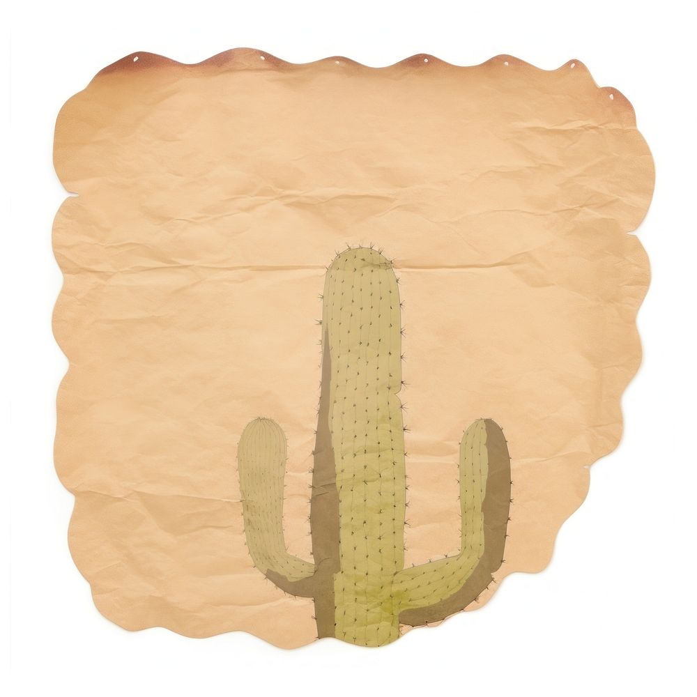 Cactus shape ripped paper plant white background rectangle.