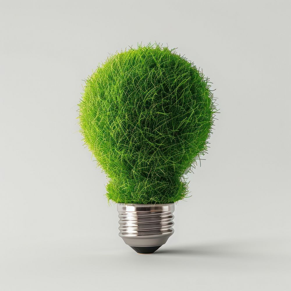 Light bulb shape grass plant green electricity.