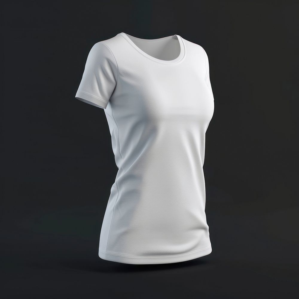 White t-shirt mockup black background exercising undershirt.