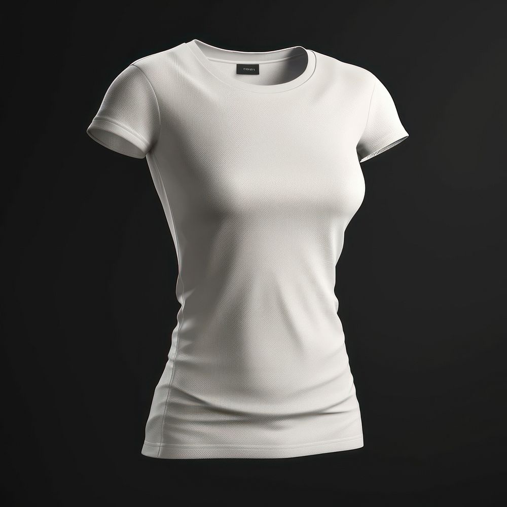 White t-shirt mockup black background undershirt mannequin.