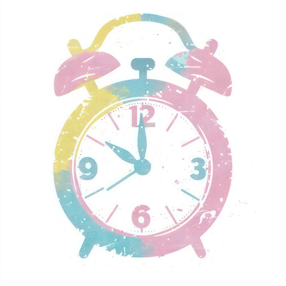 Clock icon Risograph style white background accuracy deadline.