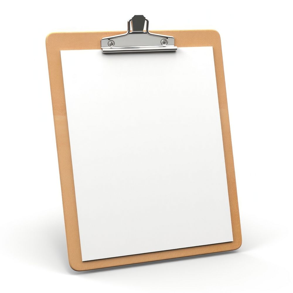 Clipboard white background document absence.