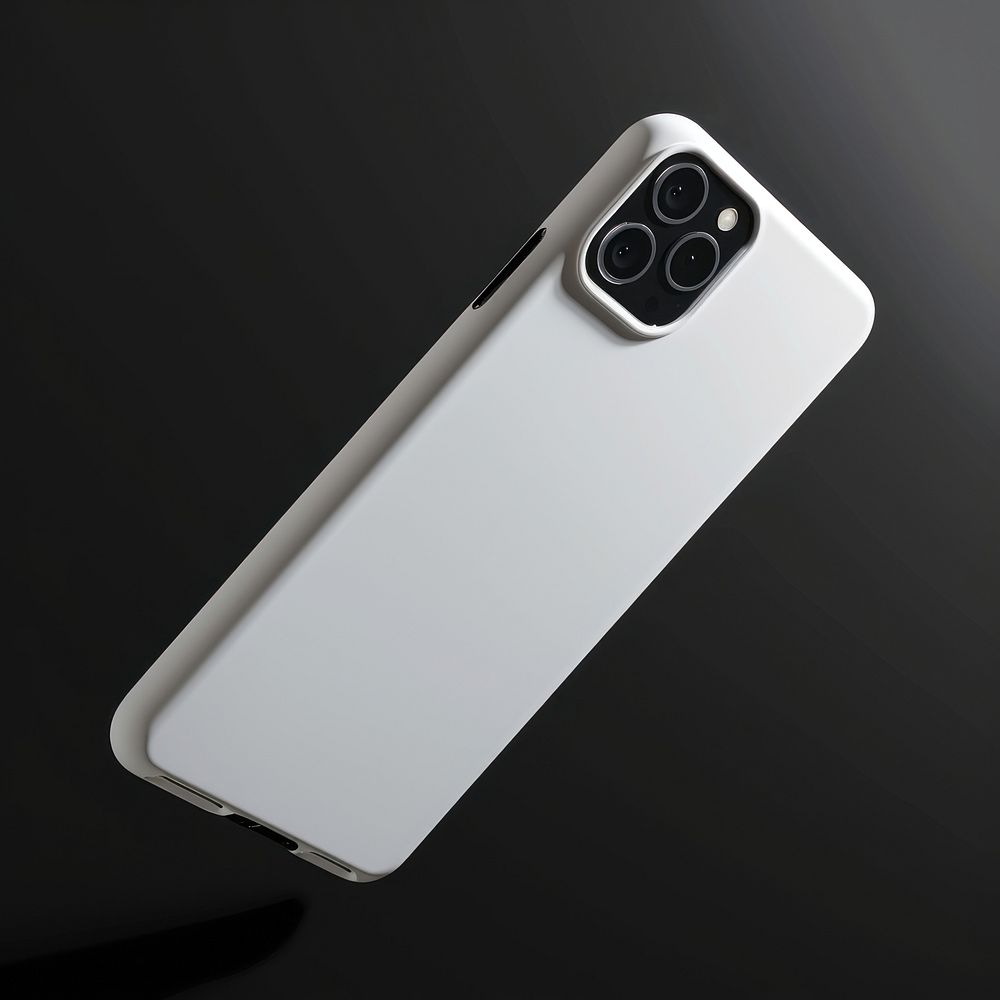 White phone case mockup black background electronics hardware.