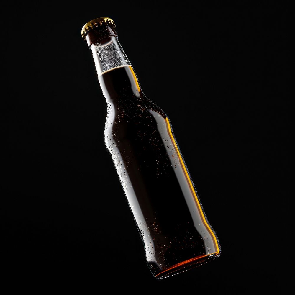 Beer bottle mockup drink black background refreshment.