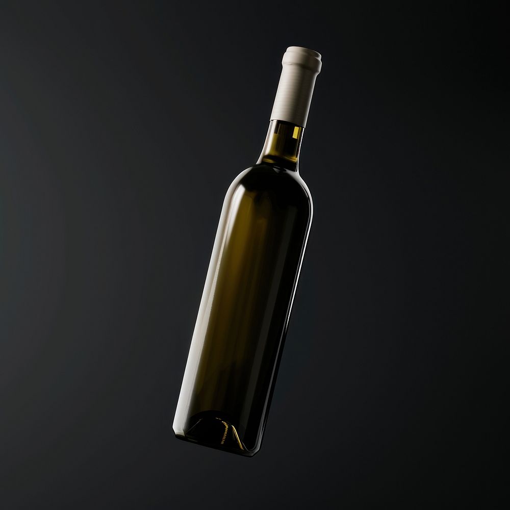 Wine bottle mockup glass drink black.