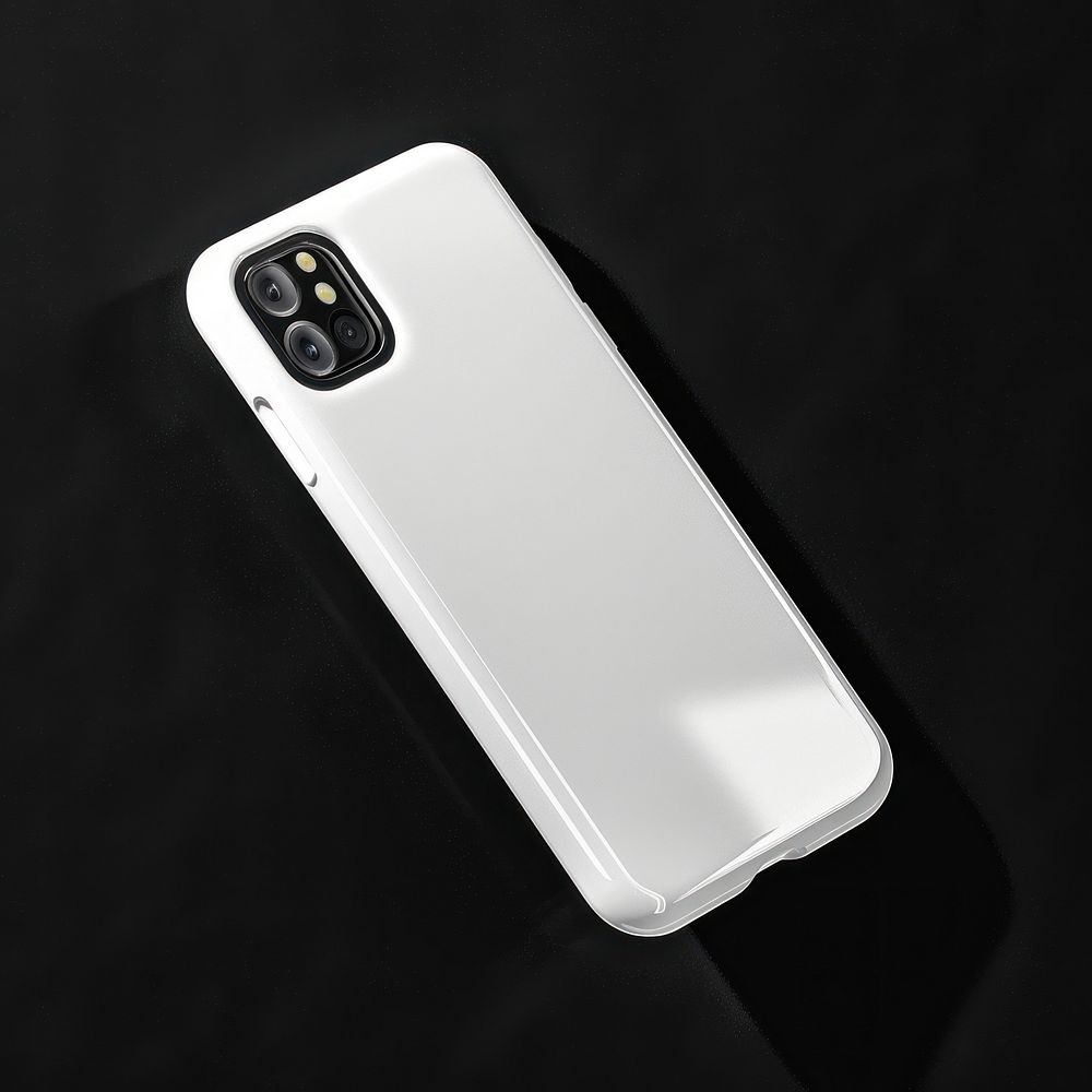 White phone case mockup black background electronics telephone.
