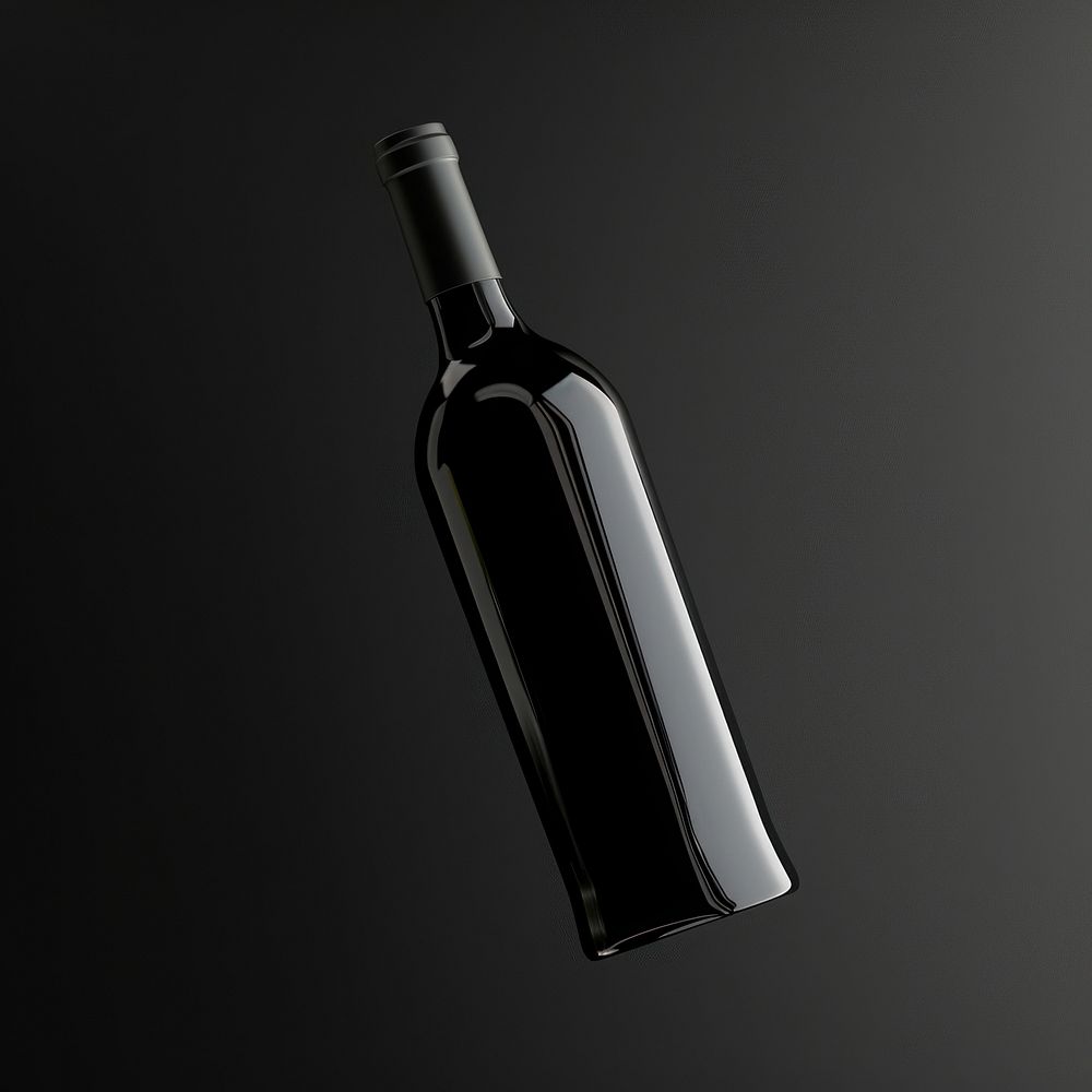 Wine bottle mockup black glass drink.