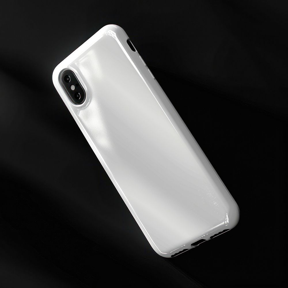 White phone case mockup black background electronics gadget.