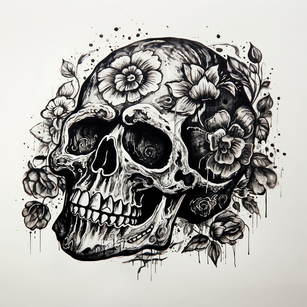 A Mexican Skull art illustrated drawing.