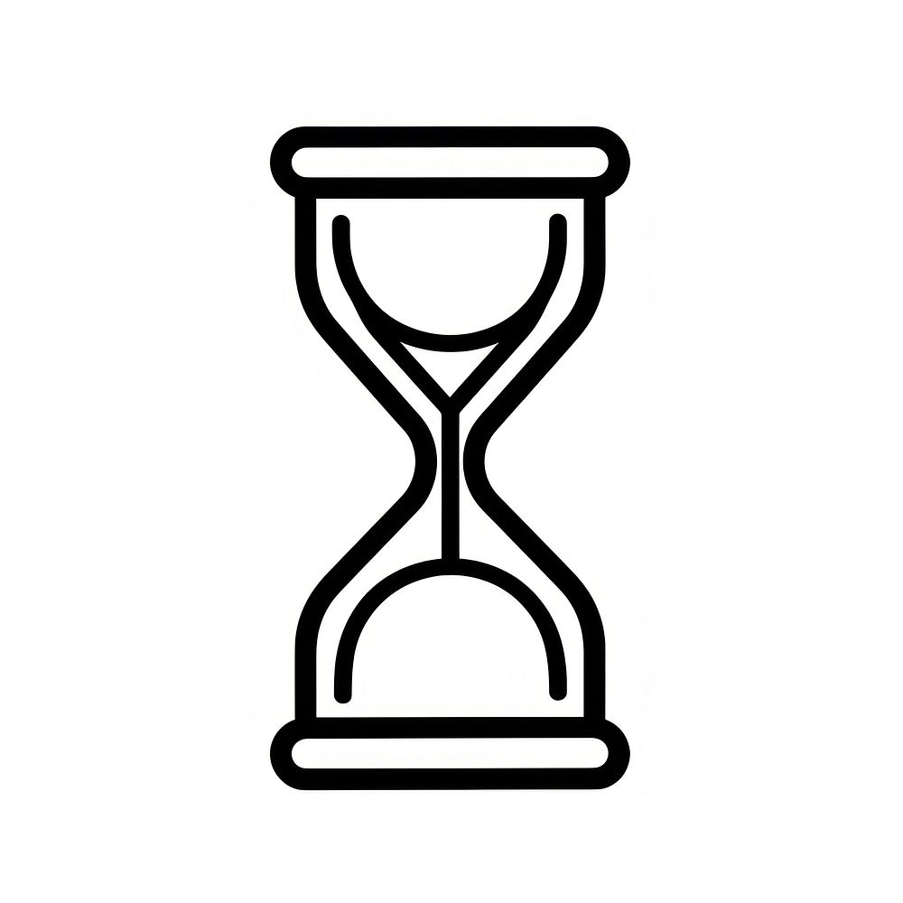 A black vector line hourglass icon white background monochrome deadline.