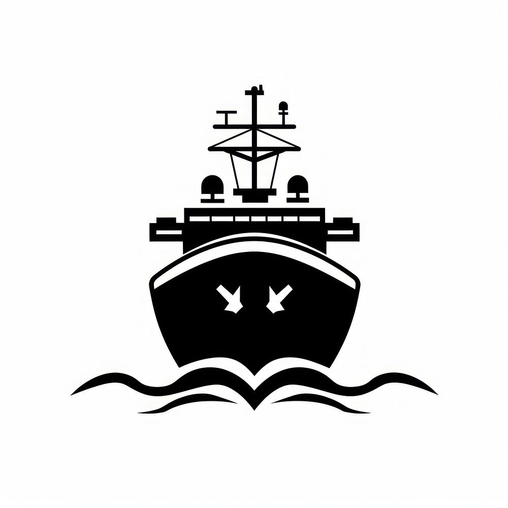 A black vector line ship icon watercraft vehicle transportation.