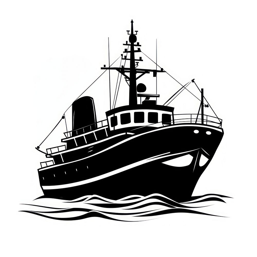A black vector line ship icon watercraft vehicle boat.