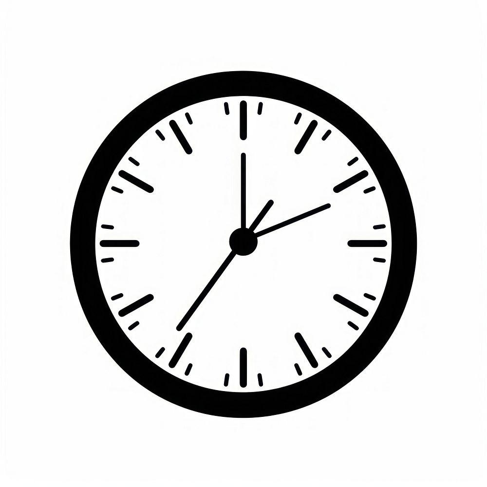 A black vector linear clock icon white time monochrome.