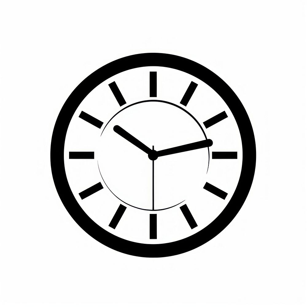 A black vector linear clock icon white time monochrome.