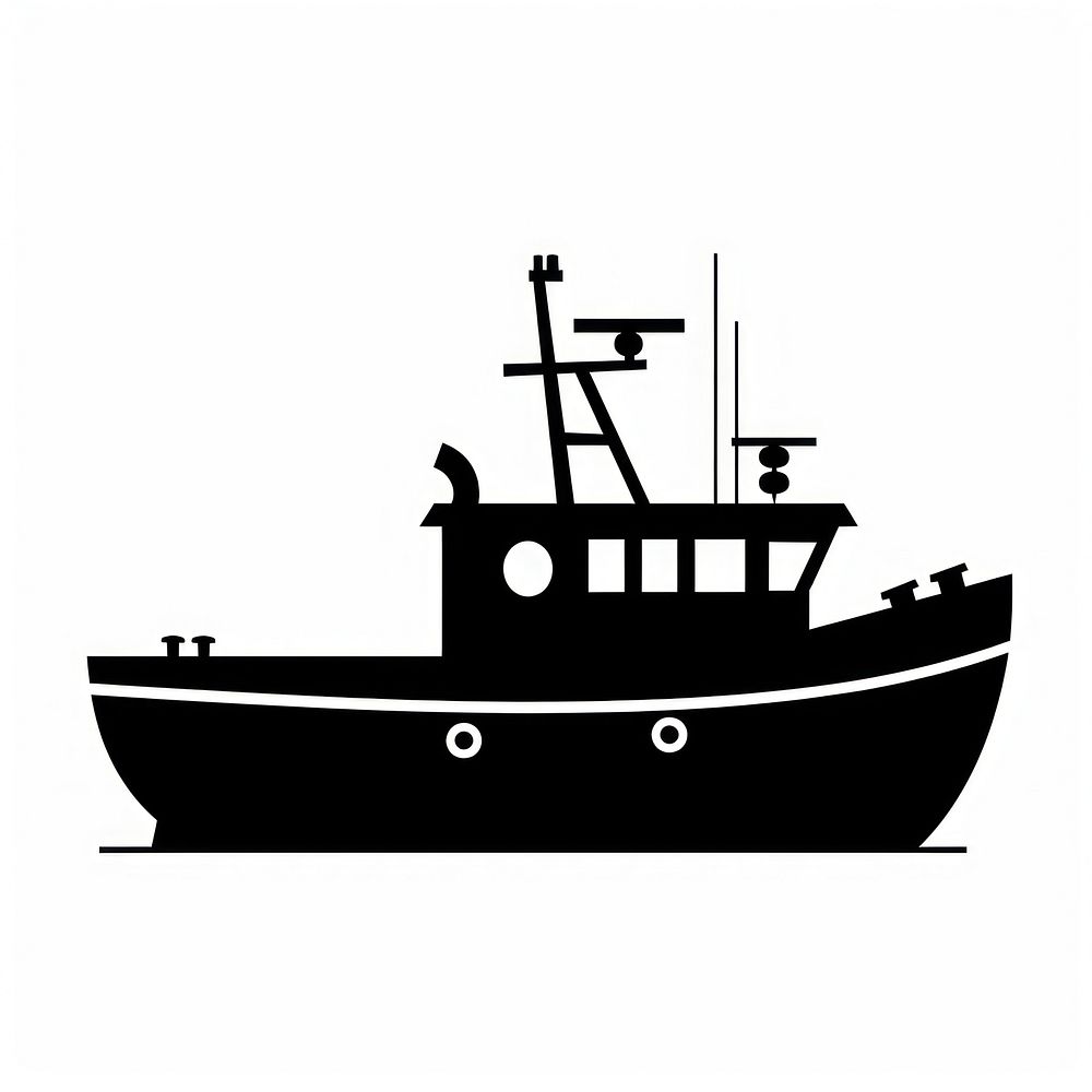 A black silhouette boat cargo icon watercraft vehicle transportation.