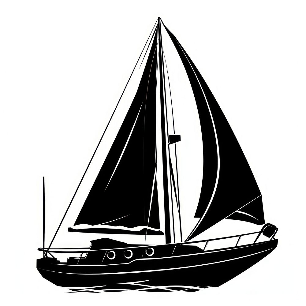 A black silhouette boat icon transportation watercraft sailboat.