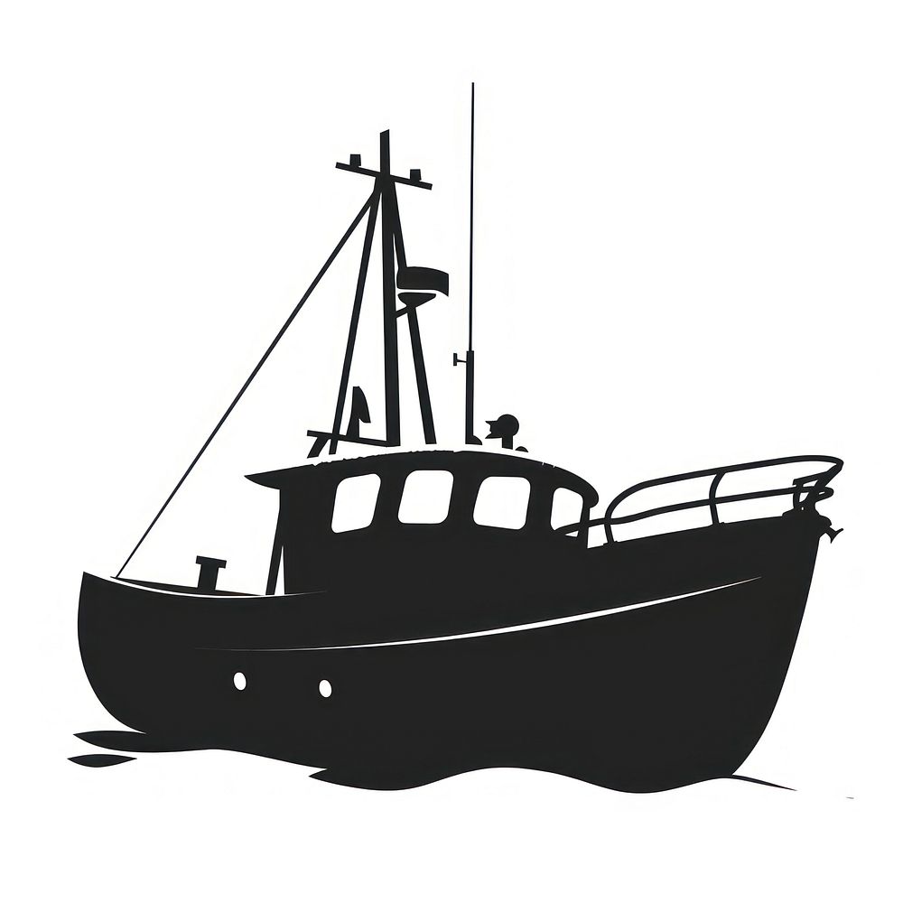 A black silhouette boat icon watercraft sailboat vehicle.