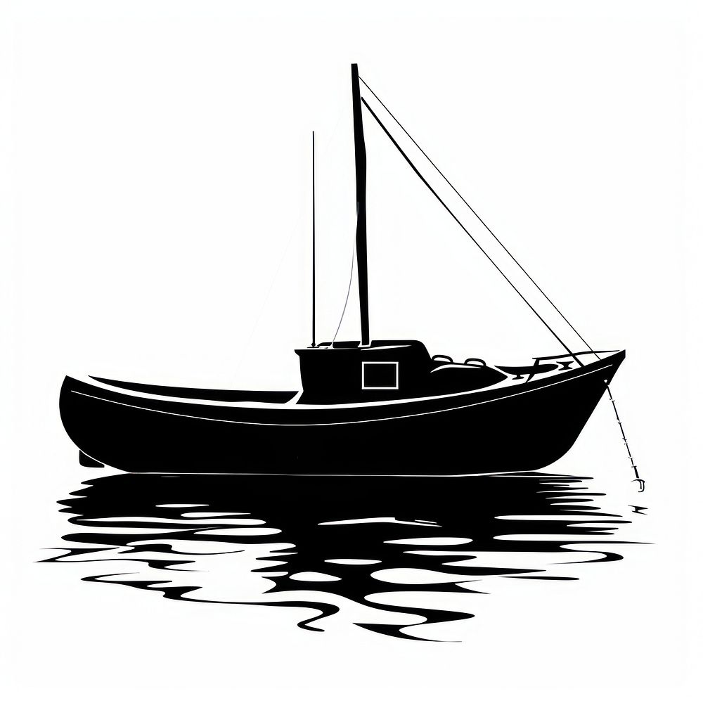 A black silhouette boat icon watercraft sailboat vehicle.
