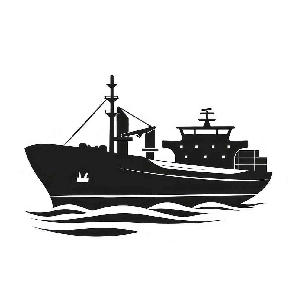 A black silhouette boat logistics icon watercraft vehicle ship.