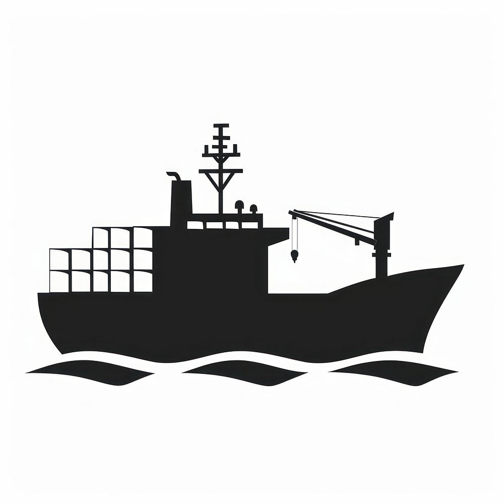 A black silhouette cargo icon watercraft vehicle ship.