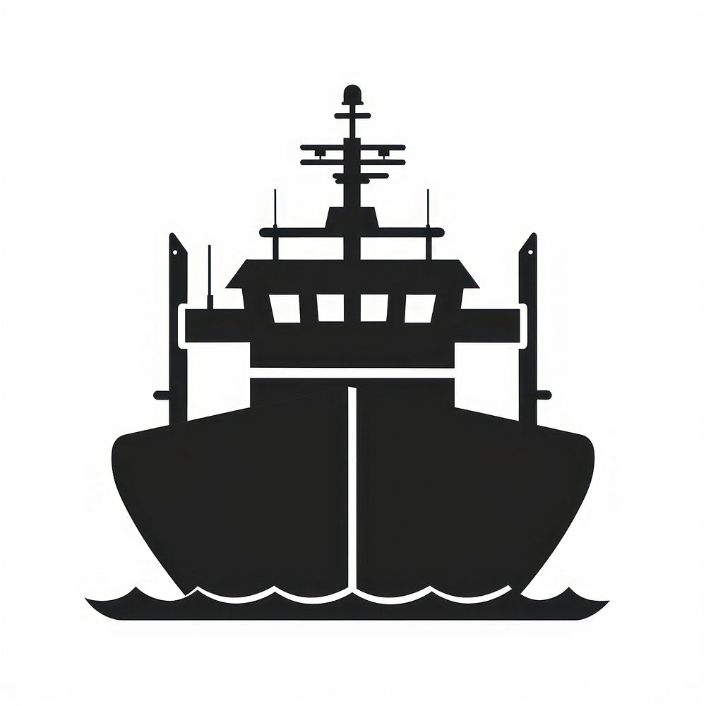 A black silhouette cargo icon watercraft vehicle transportation.