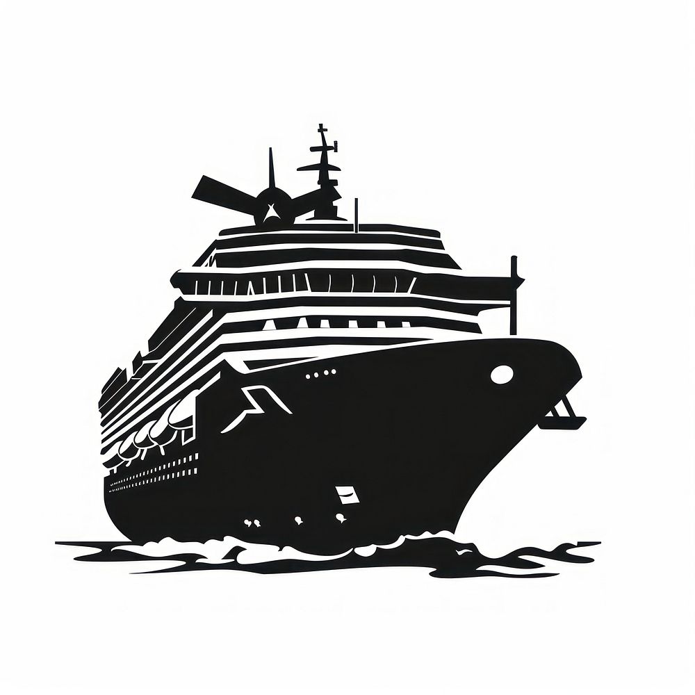 A black silhouette cruise ship icon vehicle yacht transportation.