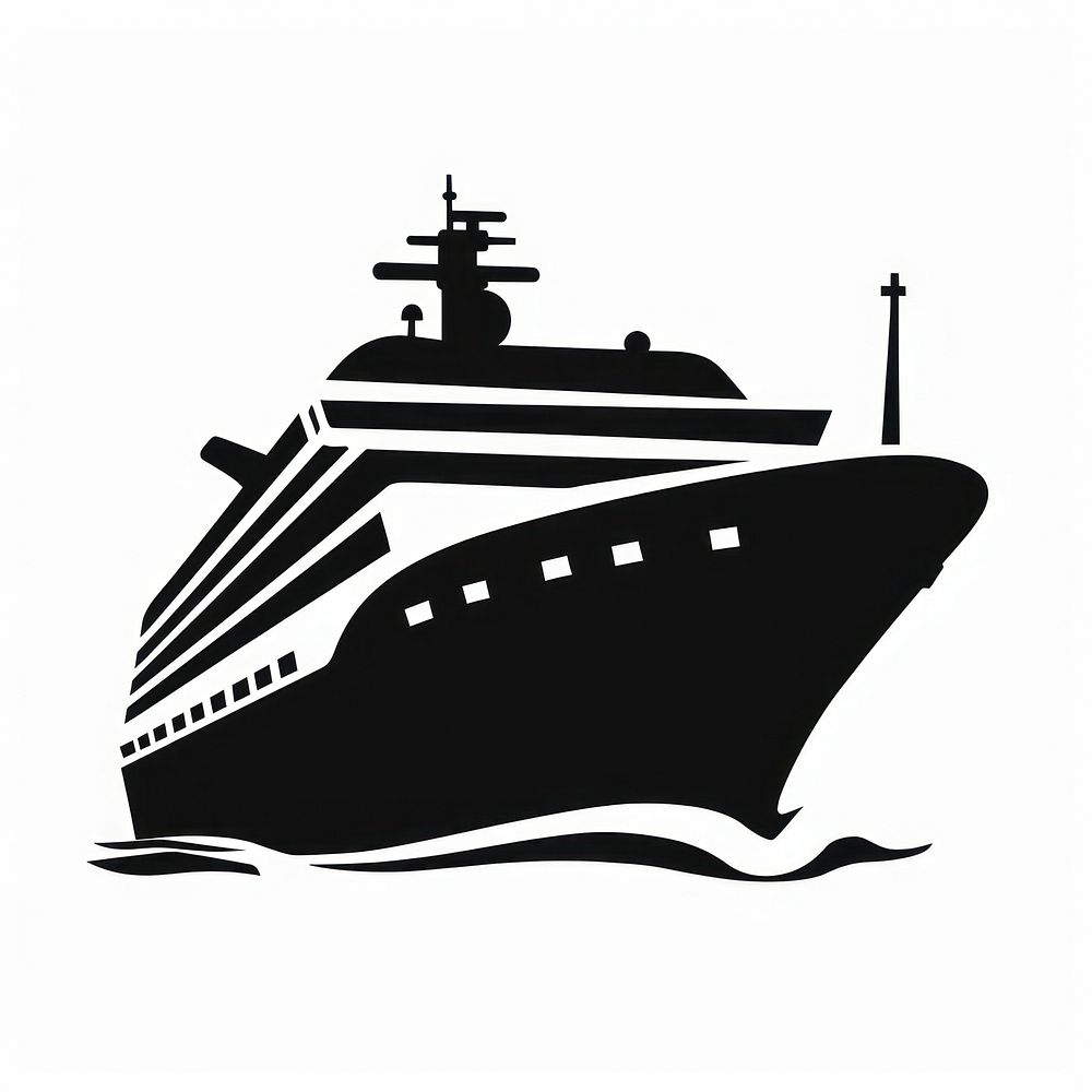 A black silhouette cruise ship icon vehicle yacht transportation.