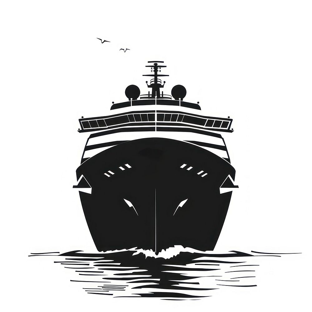 A black silhouette cruise ship icon vehicle transportation watercraft.