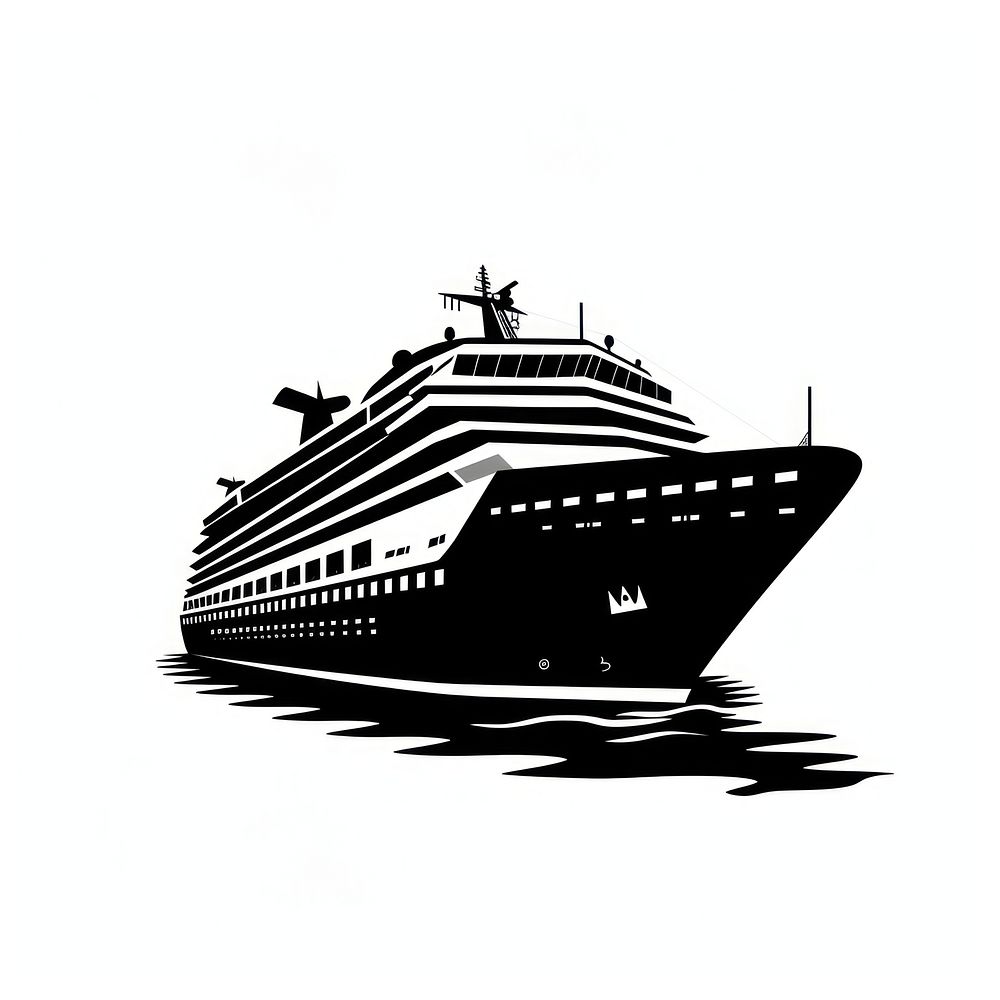 A black silhouette cruise ship icon vehicle boat transportation.