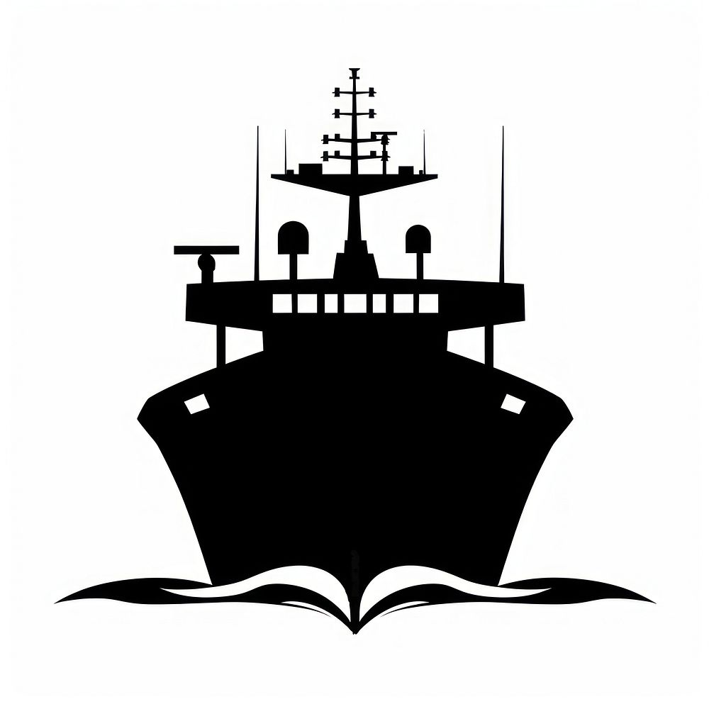 A black silhouette ship logistics icon watercraft vehicle transportation.