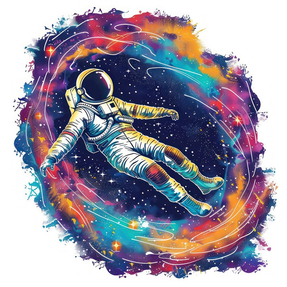 Astronaut man floating clothing graphics painting.