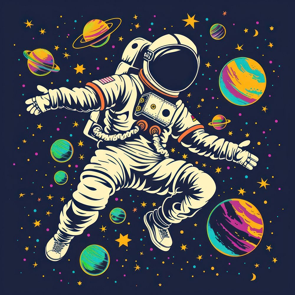 Astronaut spaceguy in out space graphics art astronomy.