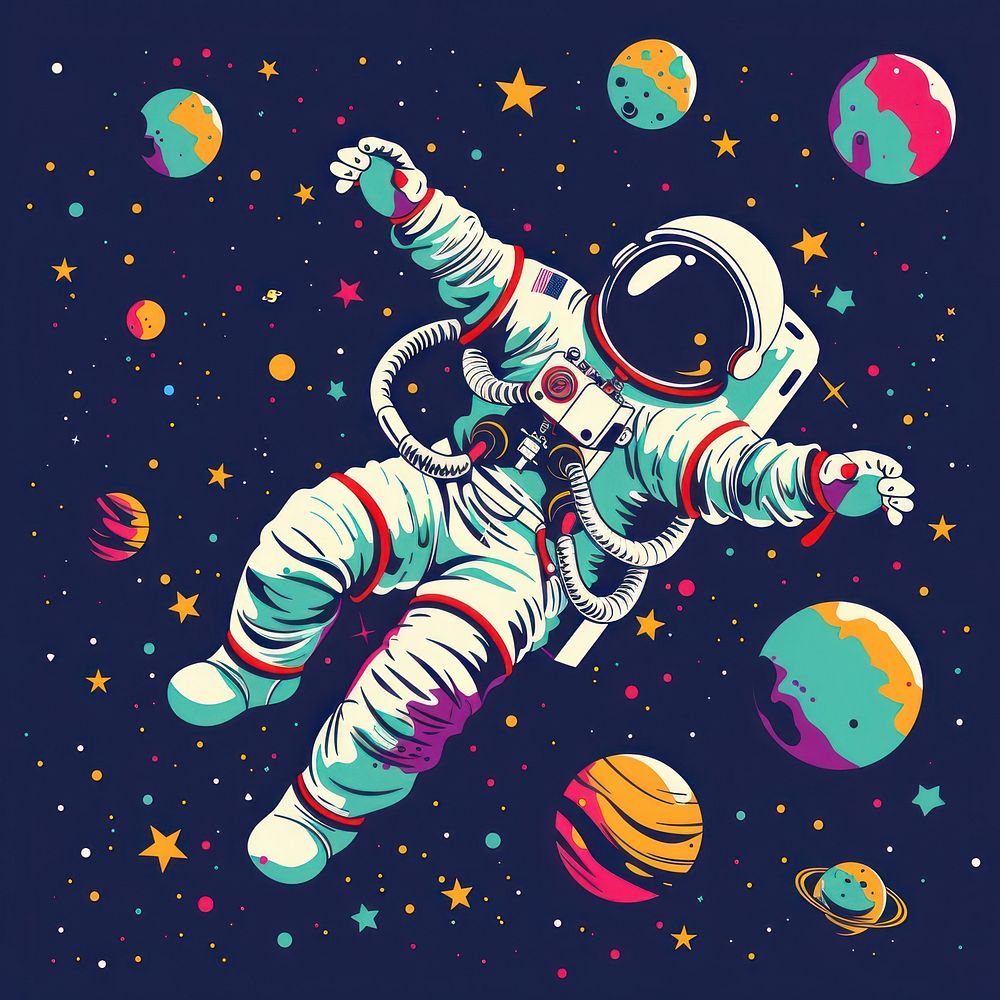 Astronaut spaceguy in out space graphics art astronomy.