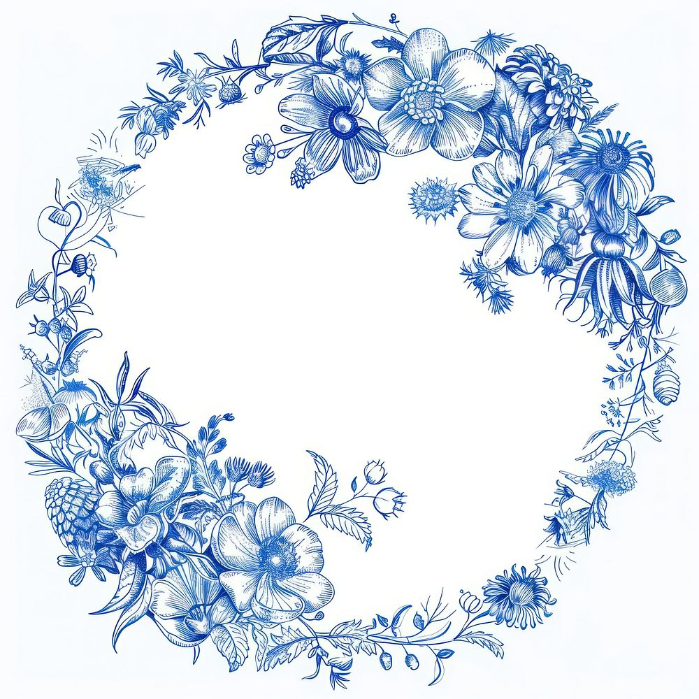 Circle frame of homeopathy porcelain graphics pattern.