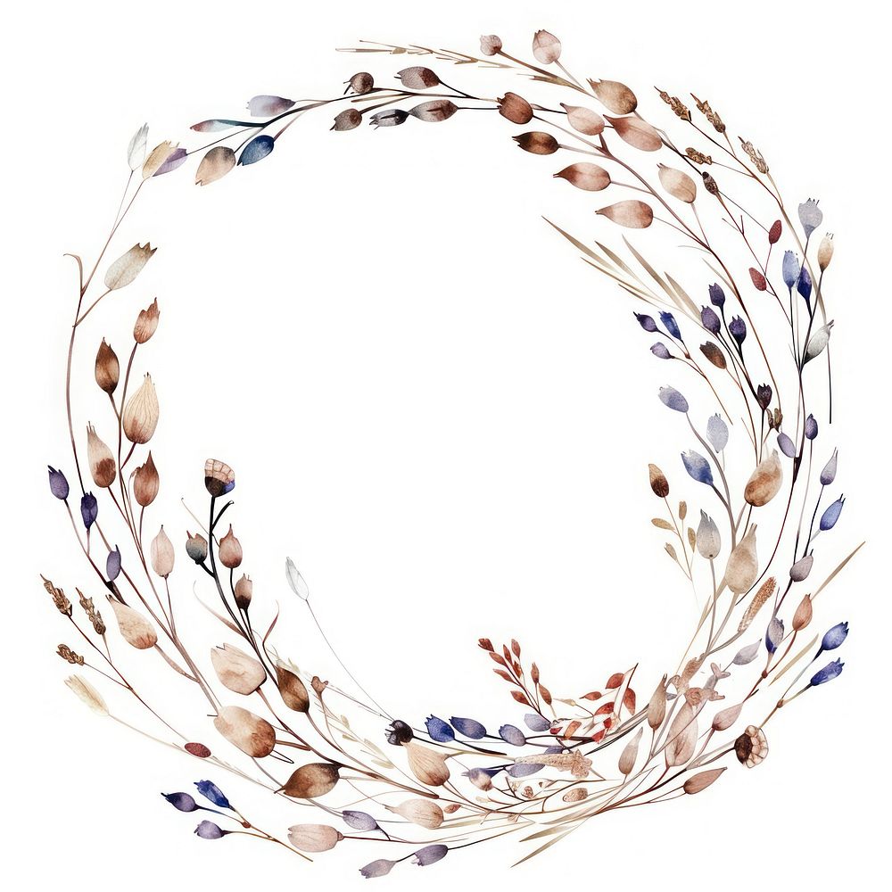Dried flowers circle frame pattern white background chandelier.