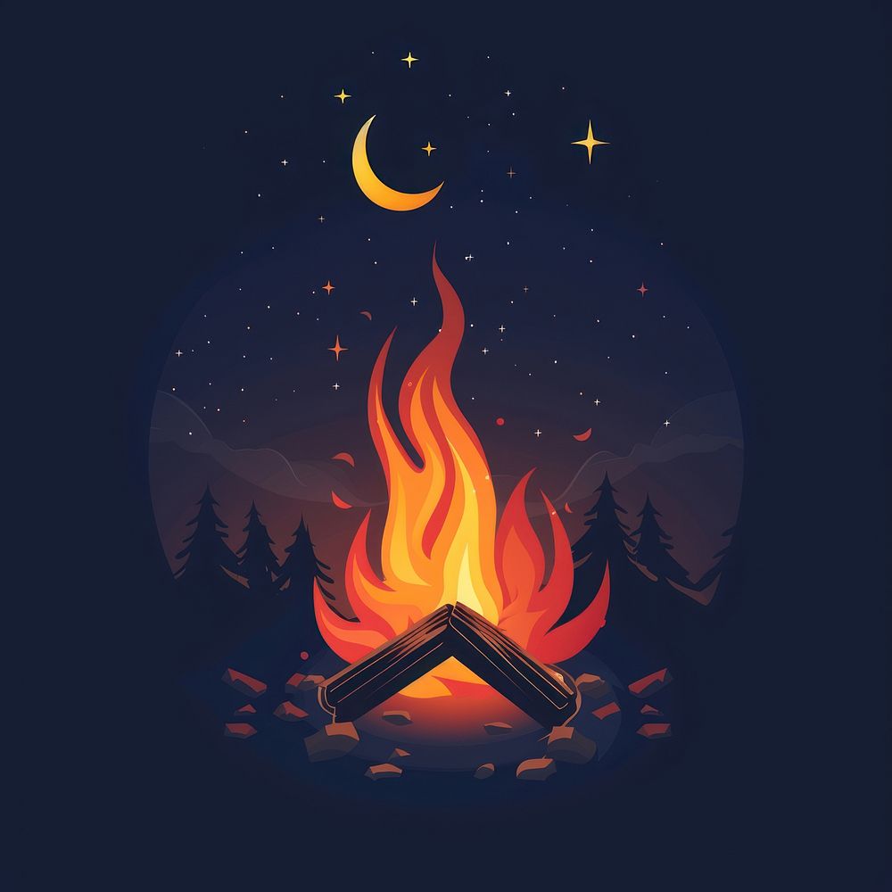 Logo of campfire astronomy fireplace outdoors.