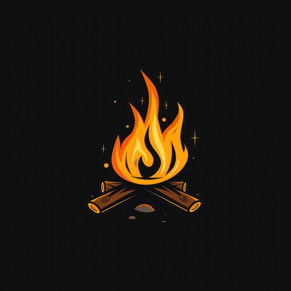 Logo of campfire fireplace bonfire illuminated.