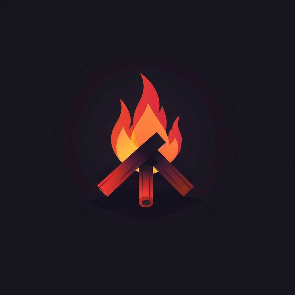 Logo of campfire illuminated chandelier fireplace.
