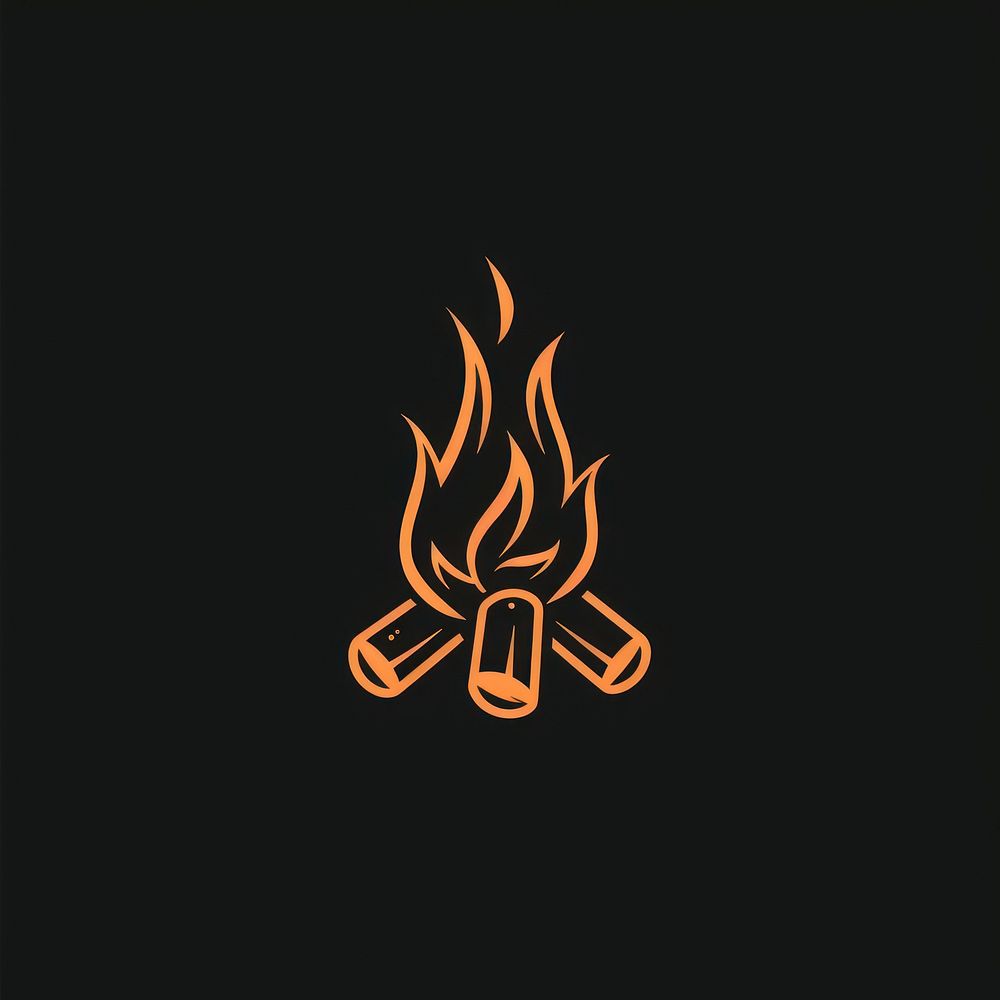 Logo of campfire illuminated fireplace firewood.