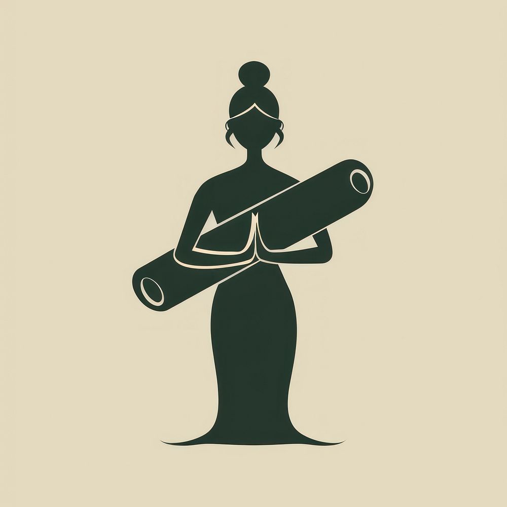 Logo of person holding yoga mat representation creativity zen-like.