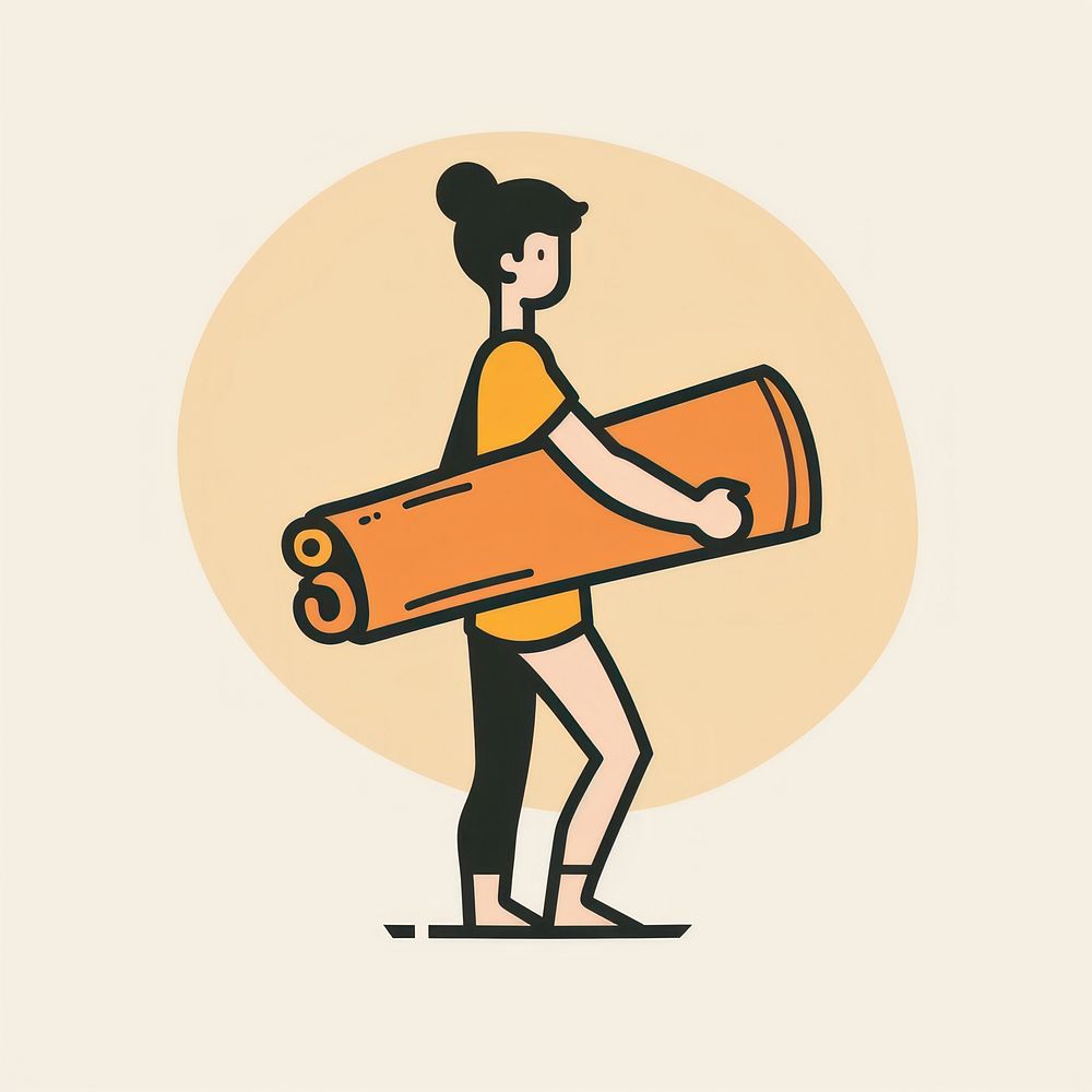 Logo of person holding yoga mat activity carrying standing.