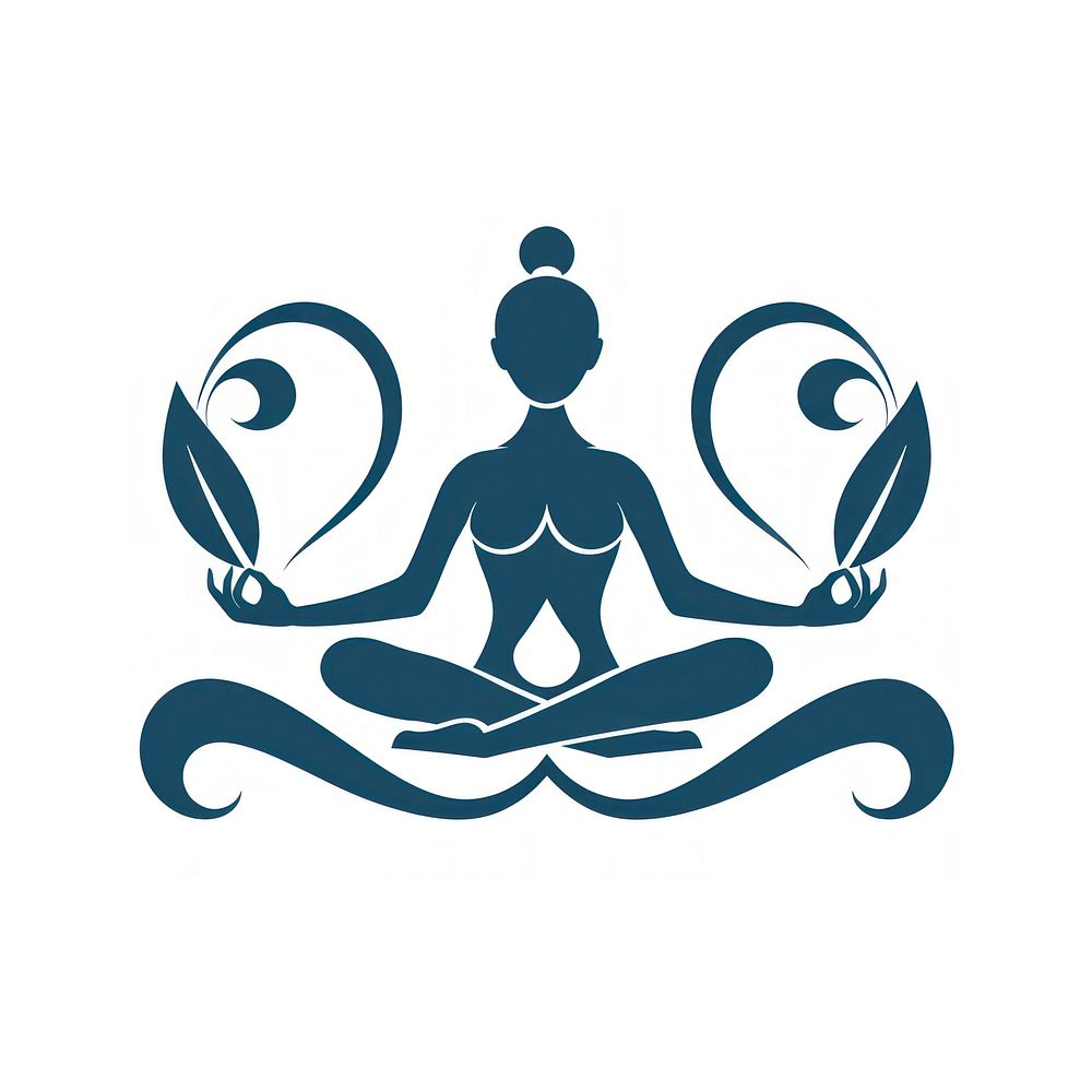 Logo of person holding yoga mat sports cross-legged spirituality.