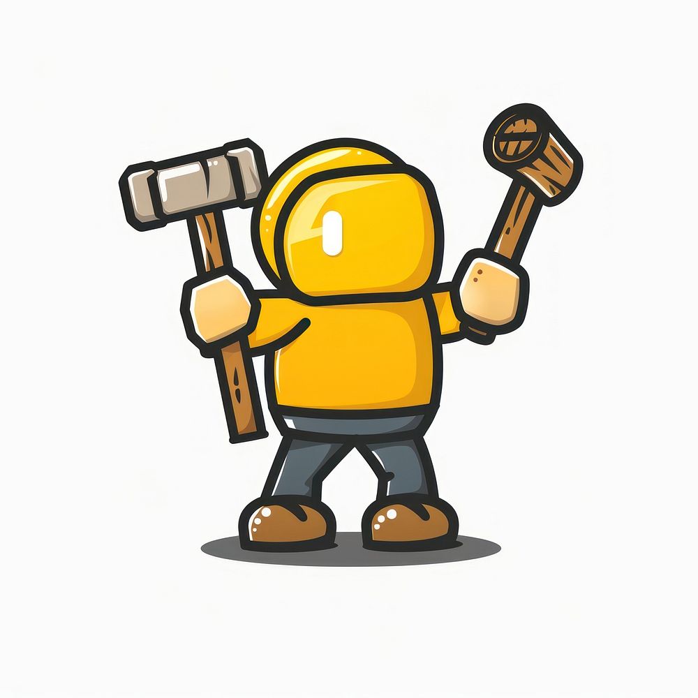 Logo of person holding hammer protection equipment industry.